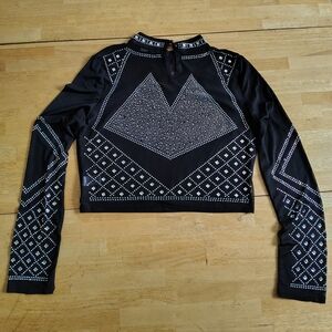 Black Rhinestone Crop Top